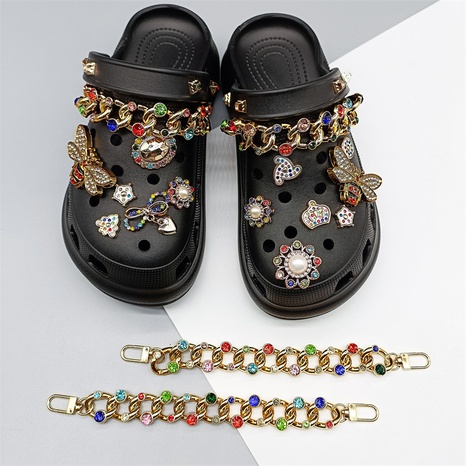 New Coros Shoes Decorative DIY Color Bee Rhinestone Chain Set Shoe Buckle Accessories's discount tags