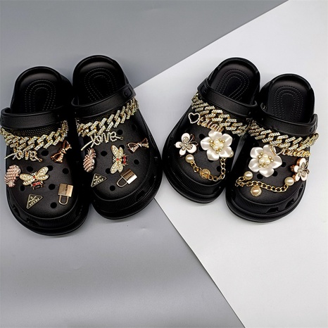 New Coros Shoes DIY Decorative Flower Butterfly Bee Chain Set Removable Shoe Buckle Accessories's discount tags