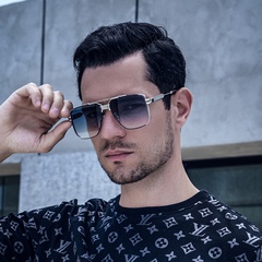 2022 New Fashion Retro Men's Double Beam Metal Square Cut Full Frame UV Protection Sunglasses