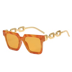 2022 New Fashion Vintage Large Square full Frame Metal Chain Temple Women's UV-Proof Sunglasses