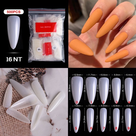 French Pointed Nail Full Sticker Semi-Nail Sticky Ballet Nail Transparent Fake Nail Tip's discount tags