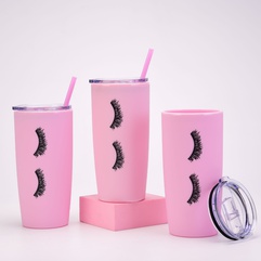 2022 nuevo 20Oz Doble-Capa de plástico para mujer con impresión de pestañas rosadas taza de agua