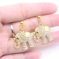 Women'S Shiny Elephant Alloy Earrings Plating Rhinestone Drop Earrings 1 Set