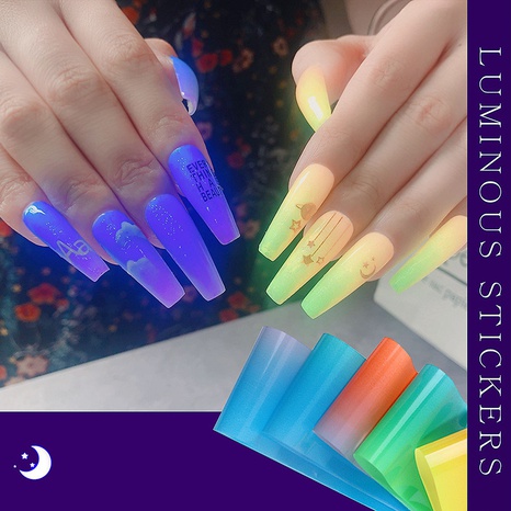 Nuevo papel de transferencia fluorescente de uñas colorido cielo estrellado papel adhesivo de uñas's discount tags