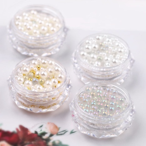 Tres-Bola de acero Dimensional brillante perla burbuja tamaño mezclado decoración de uñas's discount tags