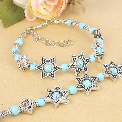 Frau Klassisch Retro Ethnischer Stil Hexagramm Hexagon Legierung Perlen Armbänder's discount tags