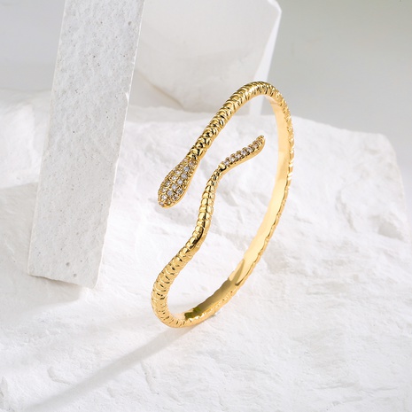 Women'S Fashion Snake Copper Bangle Inlaid zircon Zircon Copper Bracelets's discount tags