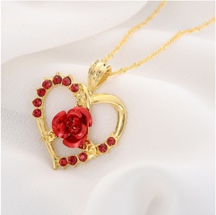 Women'S Fashion Heart Alloy Pendant Necklace Diamond Artificial Rhinestones Necklaces