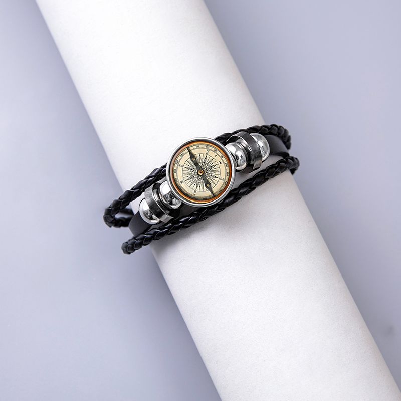 Mode Kunstleder Glas Kompass Armband Tglich Hand gewebt Nicht eingelegt Edelstahl Armbnderpicture3