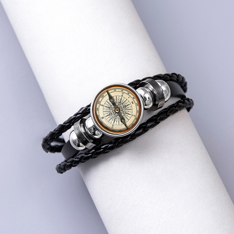 Mode Kunstleder Glas Kompass Armband Tglich Hand gewebt Nicht eingelegt Edelstahl Armbnderpicture5