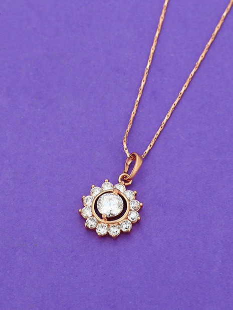 Moda Flor Cobre Collar Embutido Diamante Artificial Collares de cobre's discount tags