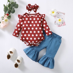 Baby Girl'S Girl'S Cute Polka Dots Solid Color Polyester Pants Sets Baby Clothes