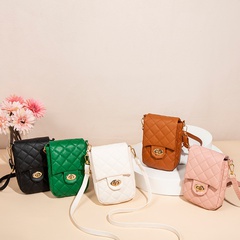Solid Color Fashion Artificial Leather Rhombus Buckle Square White Green Black Shoulder Bags