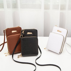 Solid Color Fashion Shopping Artificial Leather Retro Zipper Square White Black Dark Brown Shoulder Bags