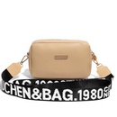 Solid Color Fashion Shopping Artificial Leather Printing Zipper Square White Khaki Black Shoulder Bagspicture11