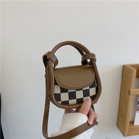 Solid Color Cute PU Leather Magnetic snap Houndstooth Black Plaid & black Houndstooth Brown Handbags's discount tags
