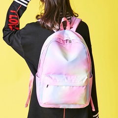 Gradient Color College Style Polyester Soft Surface Zipper Square Rainbow Backpack