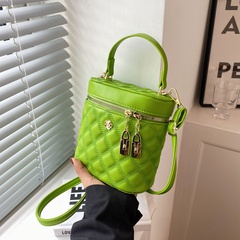Solid Color Fashion Artificial Leather Zipper Square Black Green Yellow Shoulder Bags