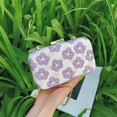 Farbkontrast muster Mode Kunstleder Blumen Schnalle Quadratisch Blau Violett Rosa Schulter Taschen