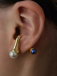 Frau Mode Geometrisch Kupfer Ohrringe Geometrie Eingelegtes Gold Perlen Stud Ohrringe