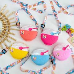 Girl'S Cute Cartoon Silicone Soft Surface Round Zipper Silicone Shoulder Bags