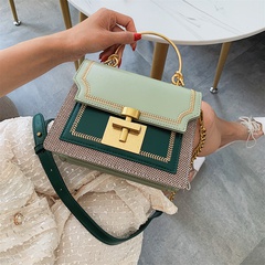 Color Blocking Pattern Fashion Daily Artificial Leather Zipper Buckle Square White Yellow Green Handbags