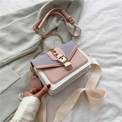 Solid Color Fashion Daily Artificial Leather Contrast Color Chain Buckle Square White Purple Green Shoulder Bags