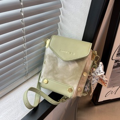 Solid Color Fashion Shopping Artificial Leather Soft Surface Buckle Square Blue Pink Green Shoulder Bags