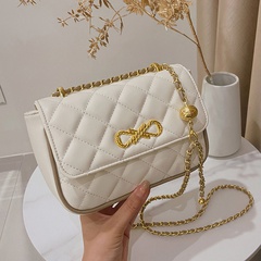 Solid Color Retro Style Shopping Artificial Leather Rhombus Magnetic snap Square Black White White Khaki Shoulder Bags