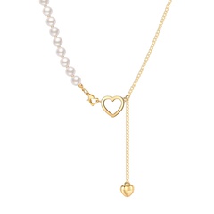 Simple Style Heart Shape Alloy Inlay Pearl Pendant Necklace 1 Piece