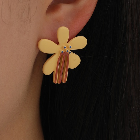 Pastoral Flower Synthetic Resin Epoxy Ear Studs's discount tags