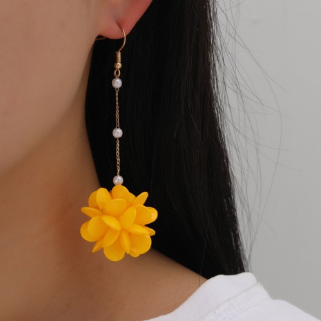 Fashion Flower Synthetic Resin Alloy Spray Paint Splicing Dangling Earrings's discount tags