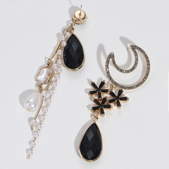 Fashion Moon Water Drop Alloy Patchwork Plating Artificial Rhinestones Artificial Pearls Drop Earrings