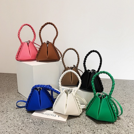 Solid Color Fashion Daily Artificial Leather Magnetic snap Triangle White Green Blue Handbags's discount tags