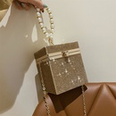 Einfarbig Mode Einkaufen Helle Diamanten Perlen FlipCover Quadratische Kassetten form Schwarz Gold Silber Schulter Taschenpicture10