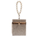 Einfarbig Mode Einkaufen Helle Diamanten Perlen FlipCover Quadratische Kassetten form Schwarz Gold Silber Schulter Taschenpicture9