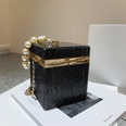 Einfarbig Mode Einkaufen Helle Diamanten Perlen FlipCover Quadratische Kassetten form Schwarz Gold Silber Schulter Taschenpicture12