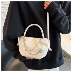 Solid Color Fashion Shopping Artificial Leather Fold Zipper Square Green White Yellow Shoulder Bags