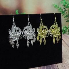 Women'S Vintage Style Ethnic Style Solid Color Peacock Leaves Flower Alloy No Inlaid Ear Studs Drop Earrings