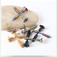 fashion multicolor titanium steel screw stud earrings