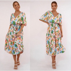 Blumen Chiffon Rock-Sets Sommerkleid Midi-Kleid Kleider