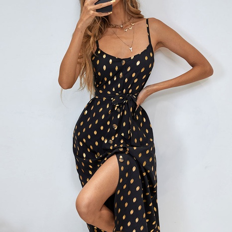 Sexy Polka Dots Chiffon Split Strap Dress Dresses's discount tags