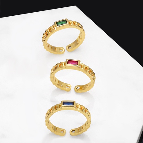 Mode Kupfer Geometrisches Muster Ring Täglich Galvani sieren Zirkon Kupfer Ringe's discount tags