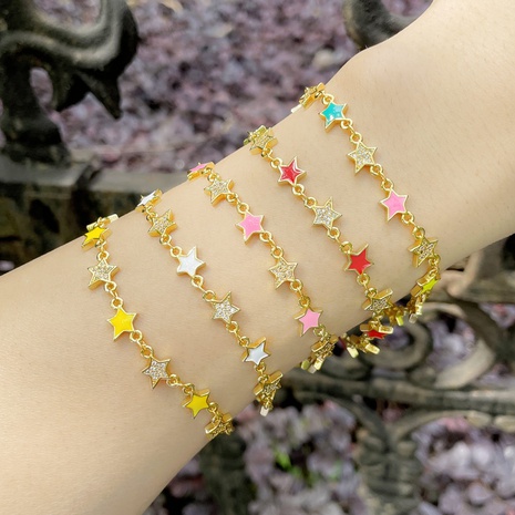 Mode Kupfer Sterne Armband Emaille Zirkon Kupfer Armbänder's discount tags
