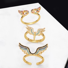 Fashion Copper Wings Ring Daily Electroplating Zircon Copper Rings
