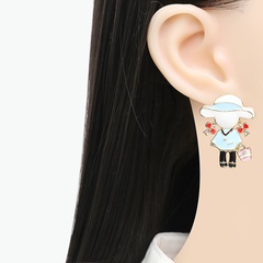 Women'S Cute Cartoon Character Alloy Ear Studs Cartoon Retro Stoving Varnish Drop Earrings