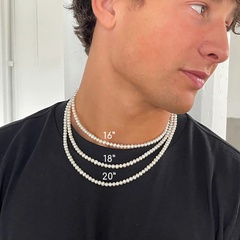 Mode Edelstahl Imitation perlen Geometrisches Muster Halskette Galvani sieren Kupfer Halsketten
