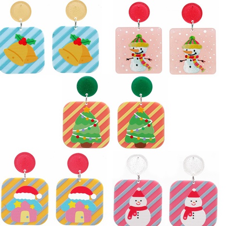 Women'S Couple Men'S Fashion Christmas Tree Santa Claus Bell Acrylic Earrings No Inlaid Drop Earrings's discount tags