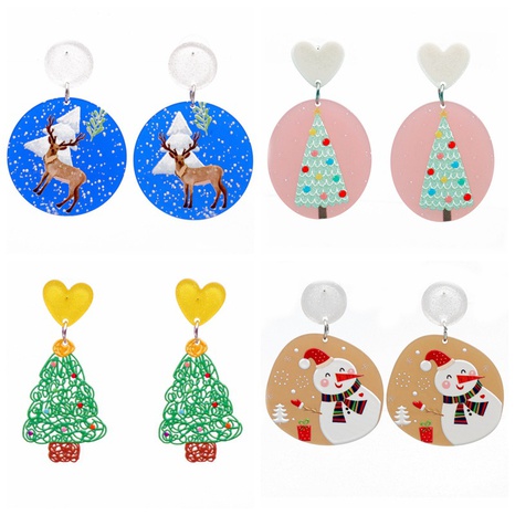 Women'S Couple Men'S Fashion Animal Christmas Tree Santa Claus Acrylic Earrings Cartoon Pattern No Inlaid Drop Earrings's discount tags