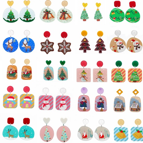Women'S Men'S Fashion Christmas Acrylic Earrings Cartoon Pattern No Inlaid Drop Earrings's discount tags
